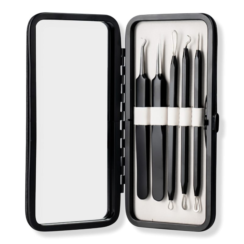 Acne & Blackhead Removal Skin Tool 5-Piece Set With Mirror