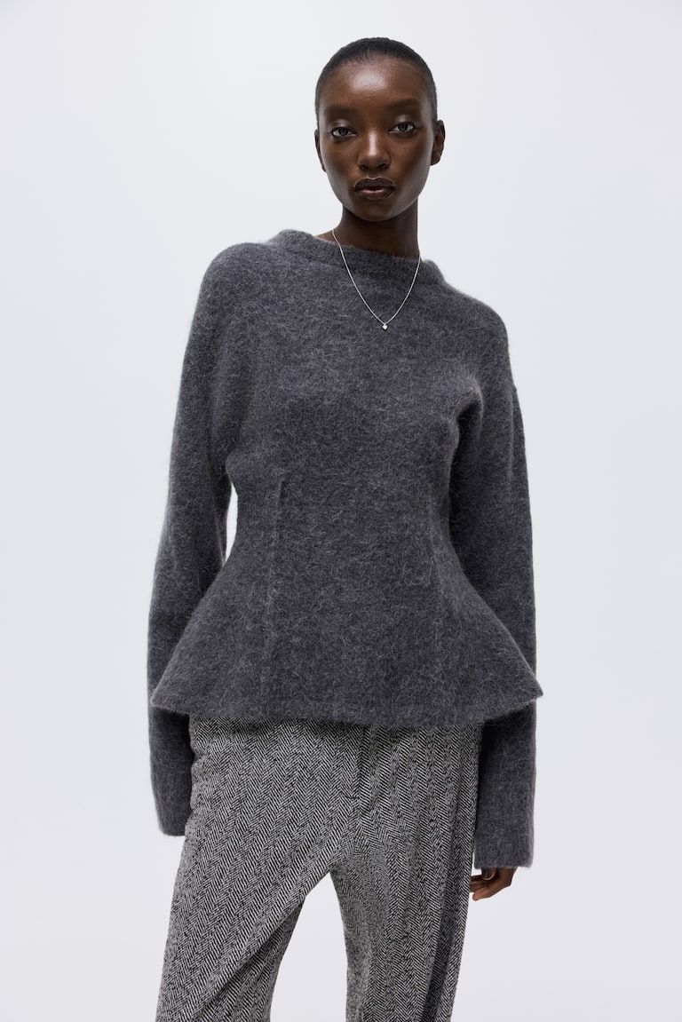 Alpaca-Blend Peplum Sweater