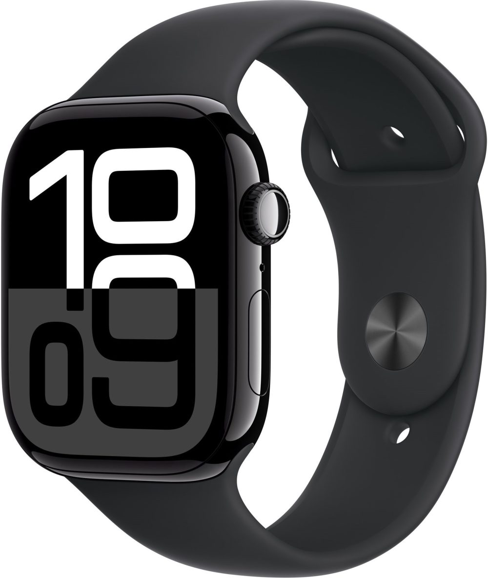 Apple Watch Series 10 46mm Jet Black Aluminium Case with Black Sport Band - M/L