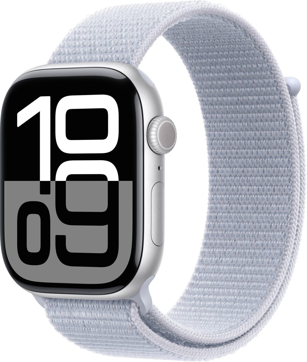 Apple Watch Series 10 46mm Silver Aluminium Case with Blue Cloud Sport Loop