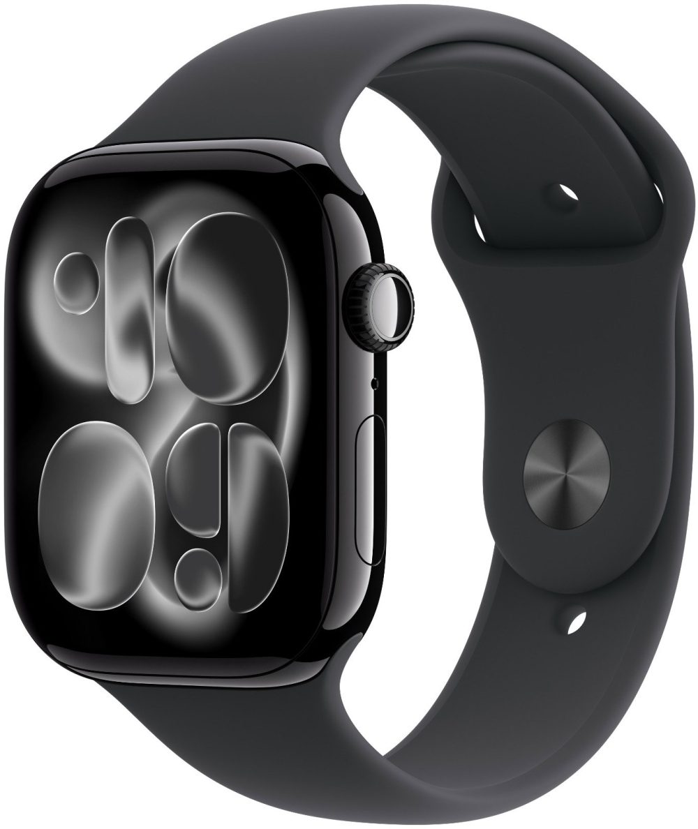 Apple Watch Series 11 46mm Piano Black Aluminum with Black Sport Strap - S/M