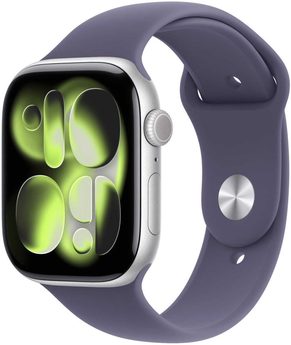 Apple Watch Series 11 46mm Silver Aluminum with Mist Purple Sport Strap - M/L