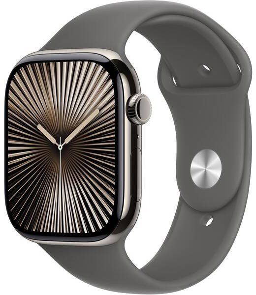 Apple Watch Series 11 Cellular 42mm Natural Titanium with Rock Grey Sport Strap - S/M