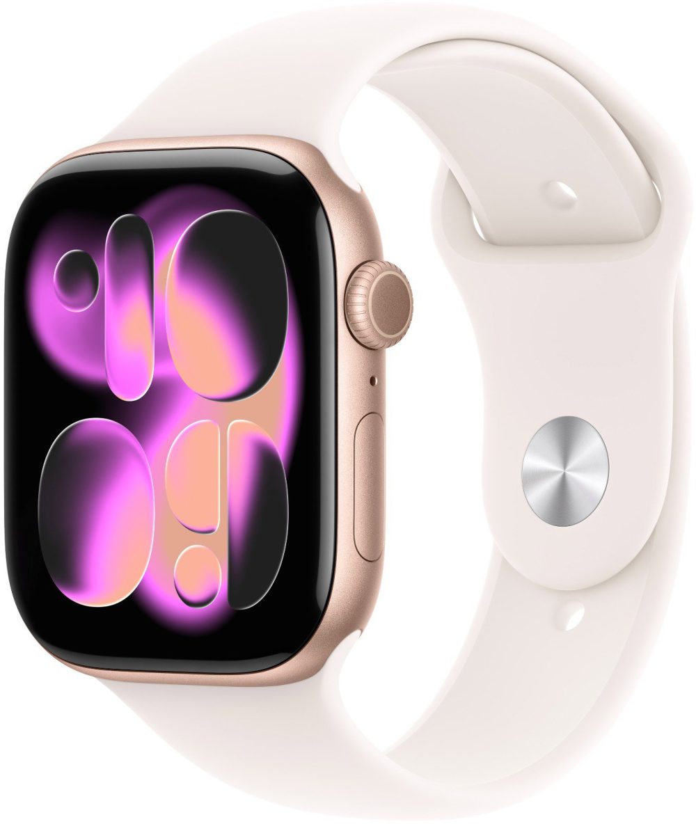 Apple Watch Series 11 Cellular 42mm Rose Gold Aluminum with Light Yellow Sport Strap - S/M