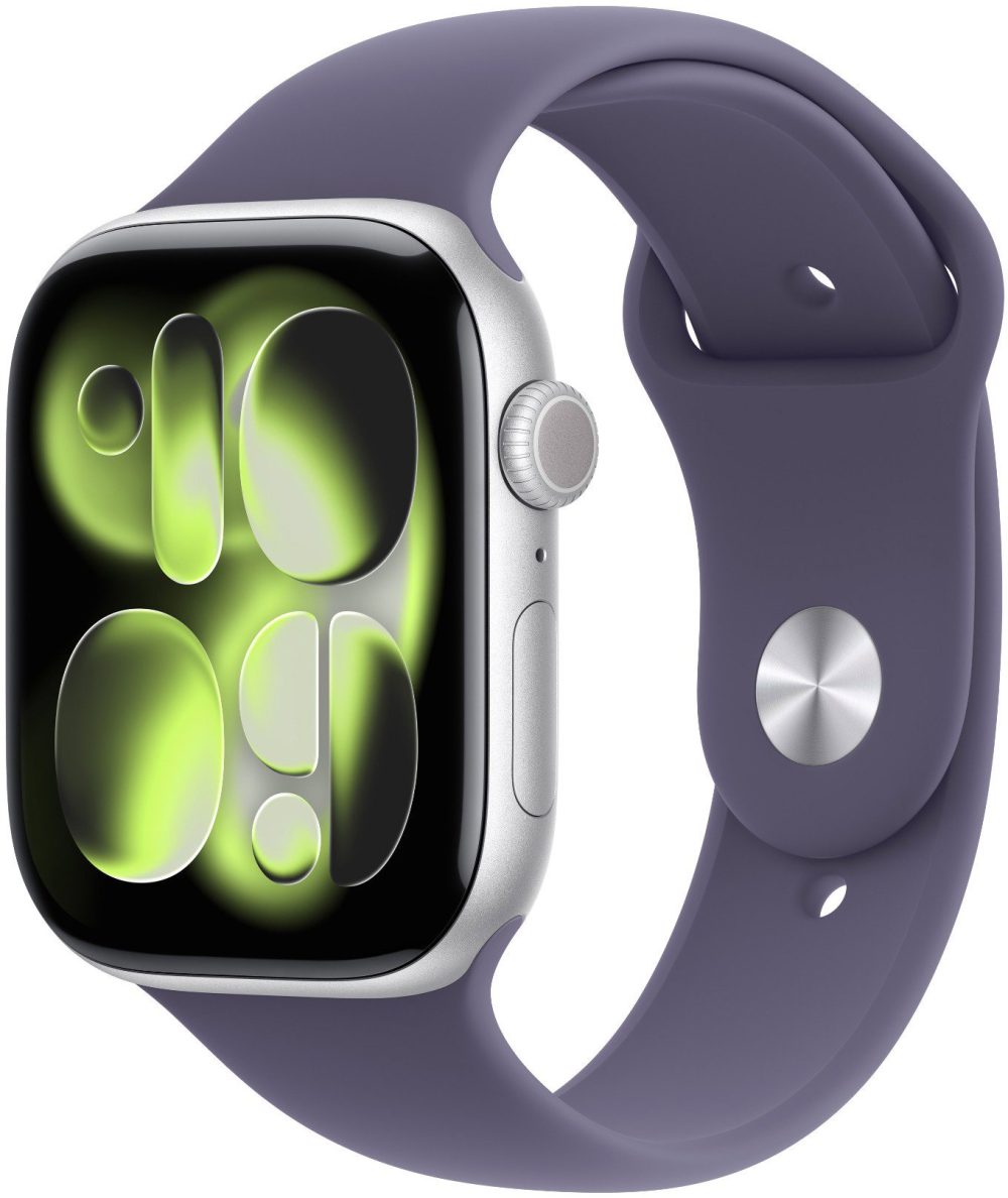 Apple Watch Series 11 Cellular 42mm Silver Aluminum with Mist Purple Sport Strap - M/L
