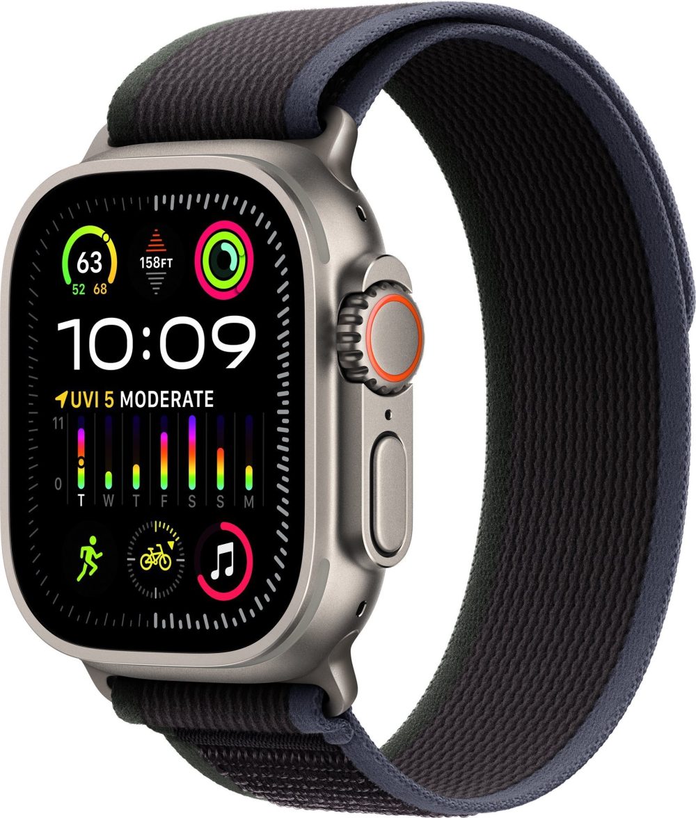 Apple Watch Ultra 2 49mm Titanium Case with Blue/Black Trail Loop - M/L