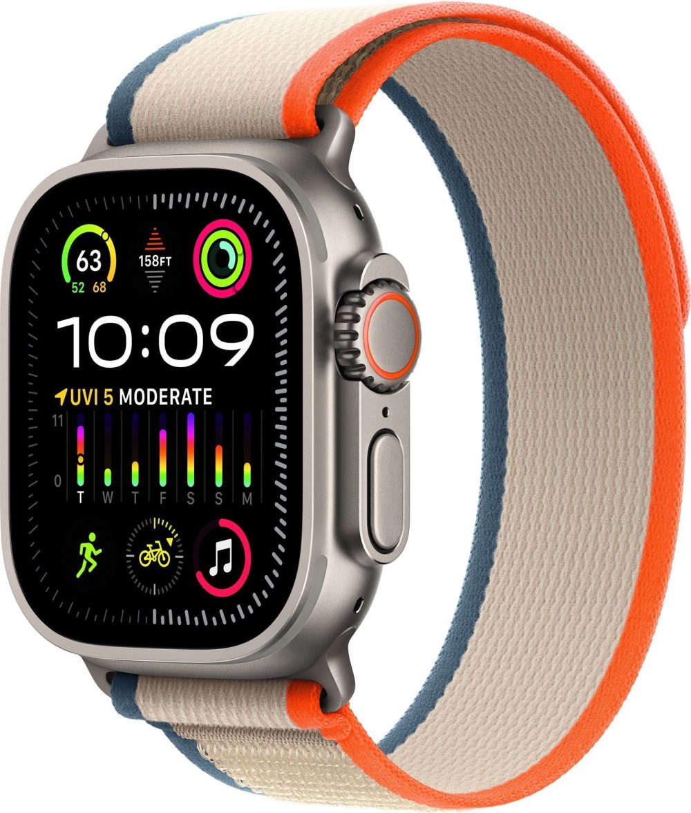 Apple Watch Ultra 2 49mm Titanium Case with Orange/Beige Trail Loop - M/L