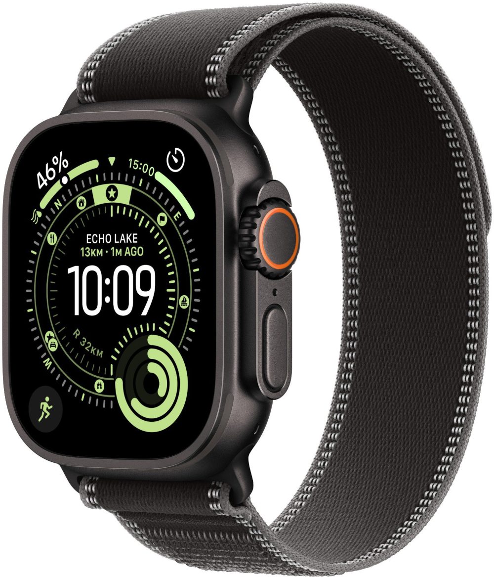 Apple Watch Ultra 3 49mm Black Titanium with Black Trail Tension - M/L
