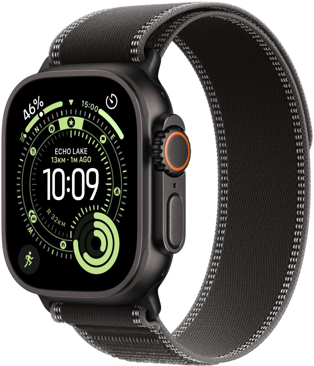 Apple Watch Ultra 3 49mm Black Titanium with Black Trail Tension - S/M