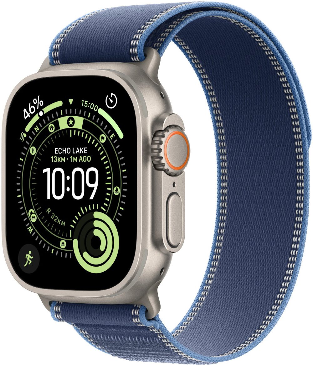 Apple Watch Ultra 3 49mm Natural Titanium with Blue Trail Tension - M/L