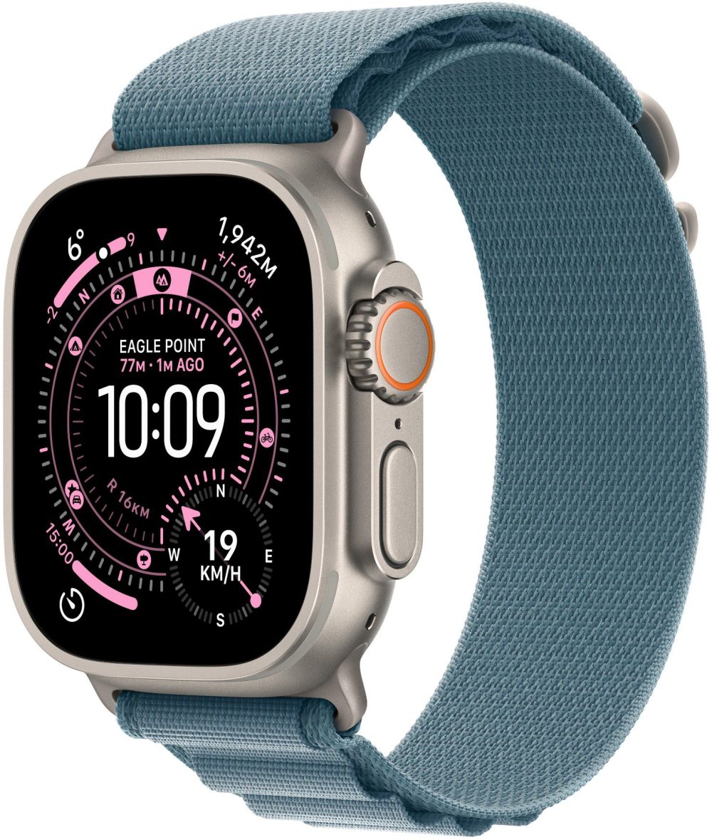 Apple Watch Ultra 3 49mm Natural Titanium with Light Blue Alpine Tension - S