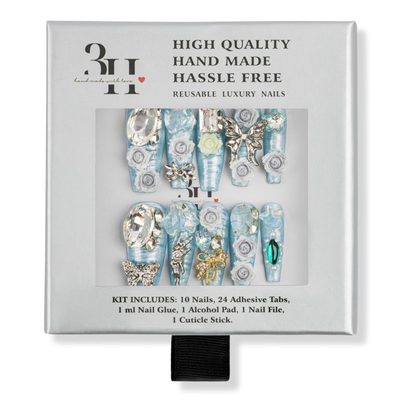 Arctic Jewel Long Coffin Press-On Nails - Small