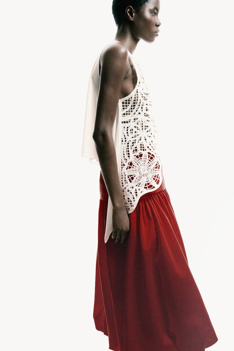 Asymmetric Crochet-Look Top