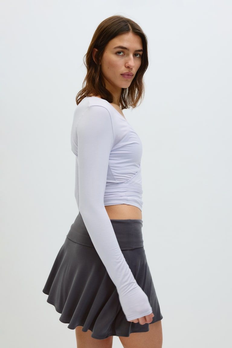 Asymmetric Yoga Skirt with Foldover Waist