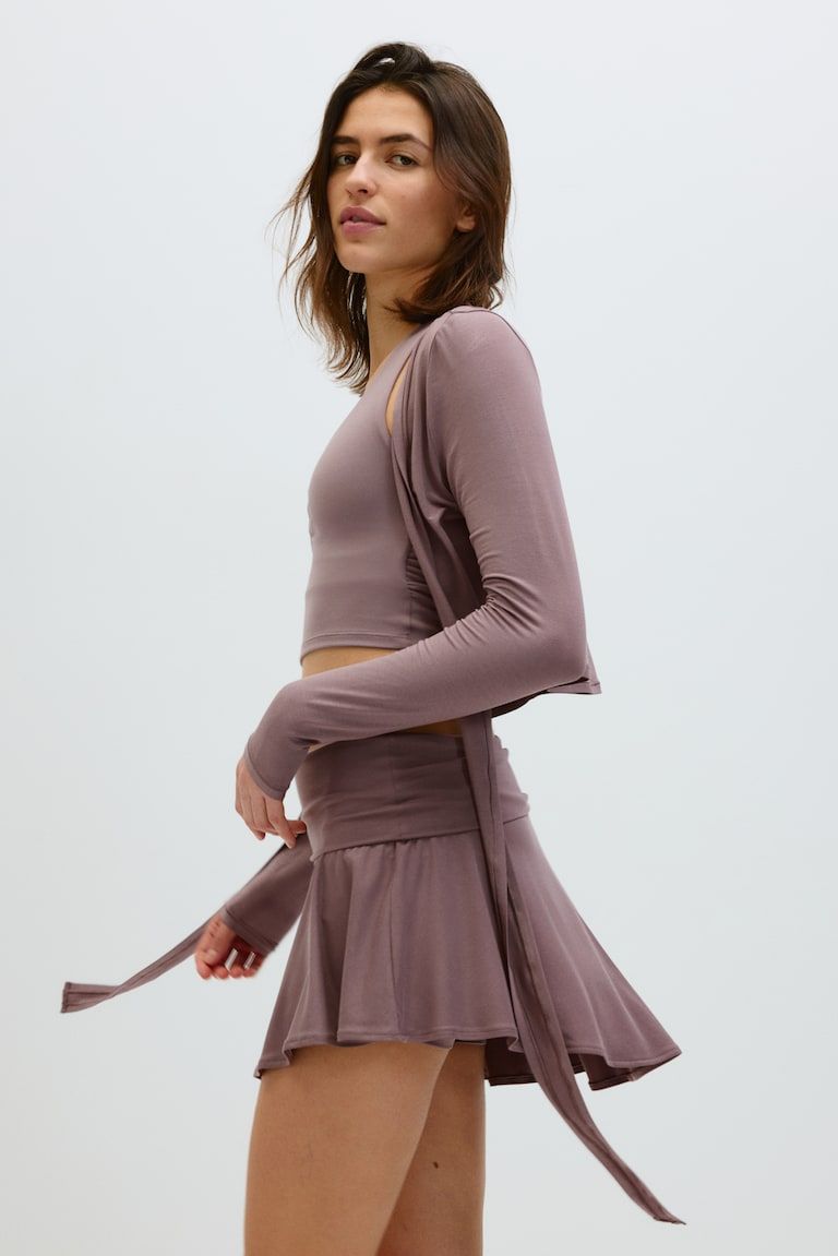 Asymmetric Yoga Skirt with Foldover Waist