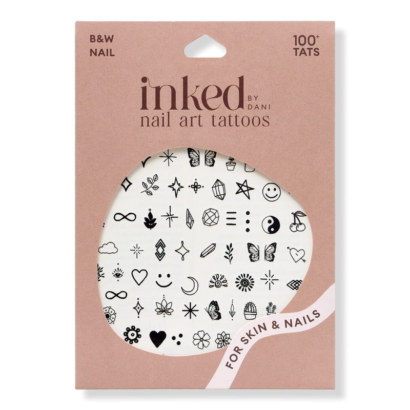B&W Nail Art Temporary Tattoo Pack