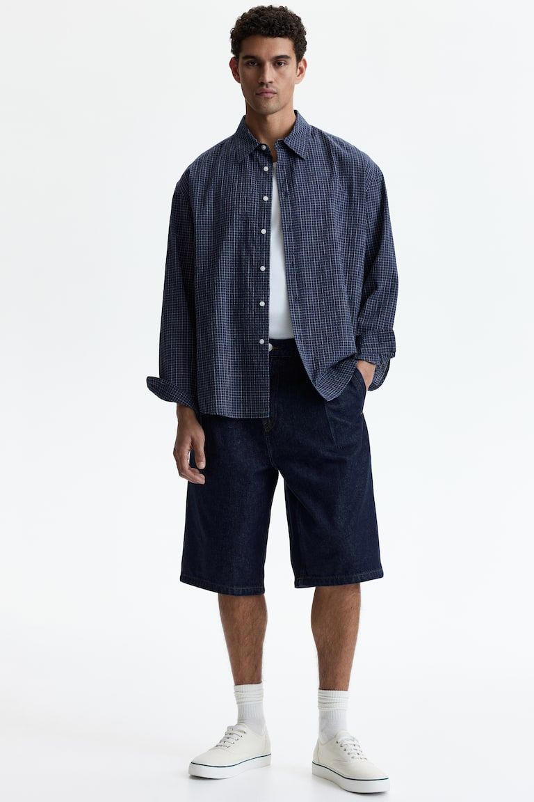 Baggy Pleated Denim Shorts
