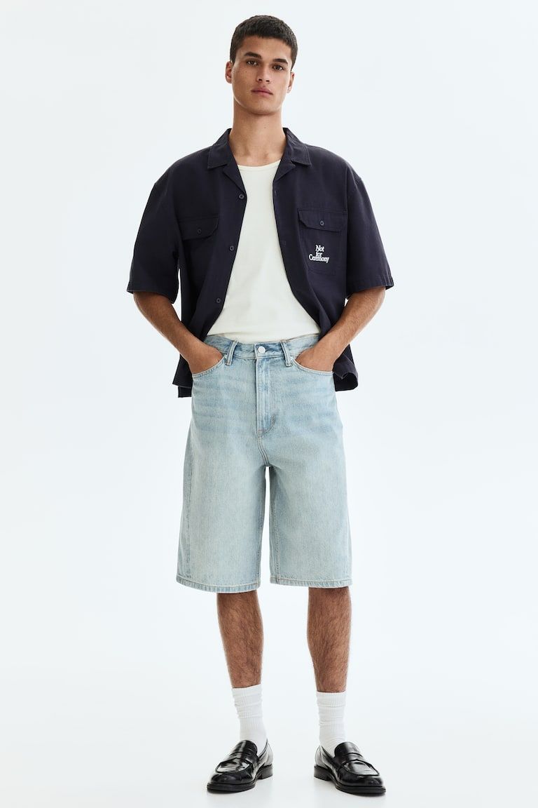 Baggy Twist-Detail Denim Shorts