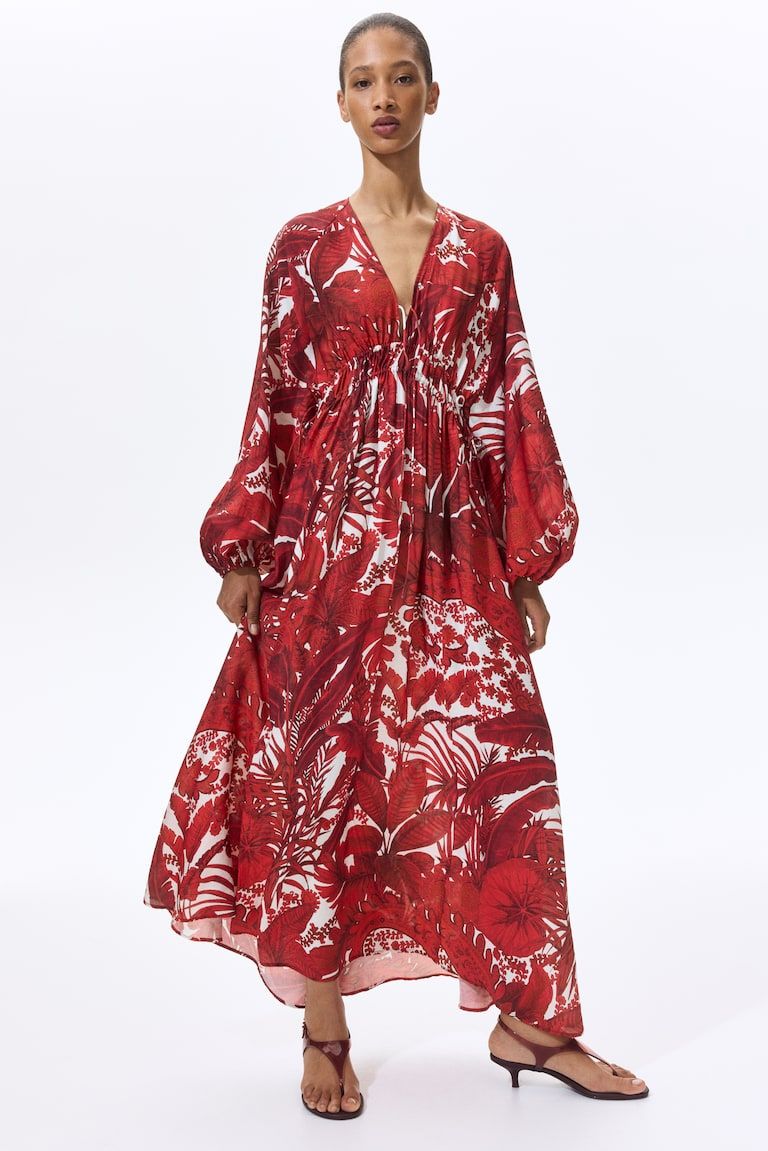 Balloon-sleeved tunic dress
