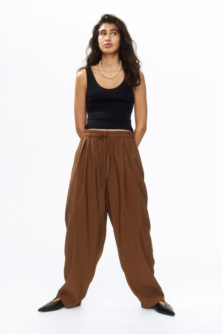 Barrel-Leg Drawstring Pants