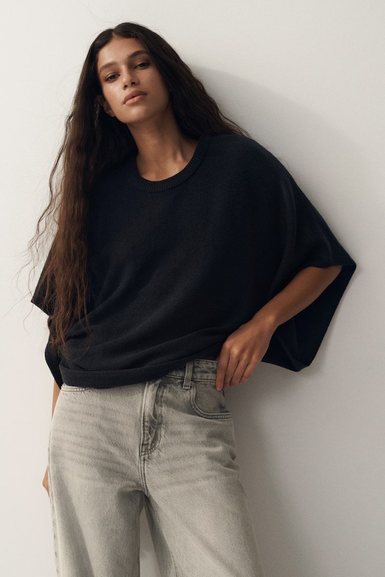 Batwing-Sleeved Knit Top