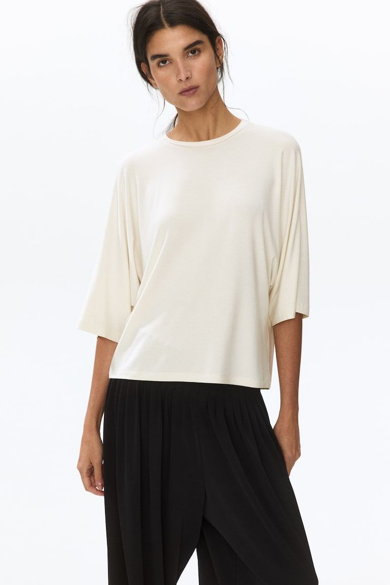Batwing-Sleeved Viscose Top