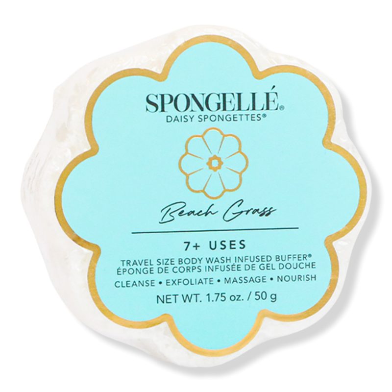 Beach Grass Daisy Spongette Built-In Body Wash & Bath Shower Scrubber Travel Size 7+ Uses