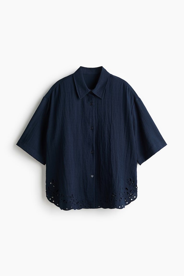 Beach Shirt with Eyelet Embroidery