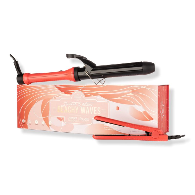 Beach Wave Babe 2-Piece Tourmaline Curling Wand & Mini Iron Set - Orange