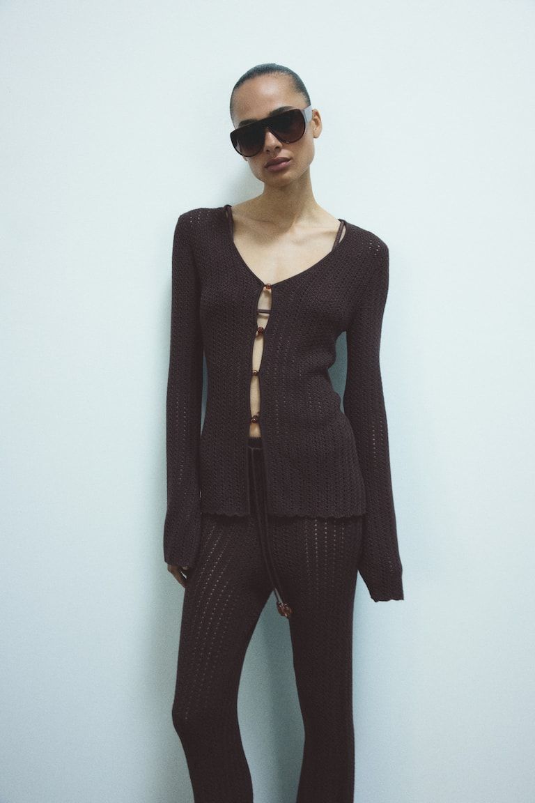 Bead-Detail Crochet-Look Top