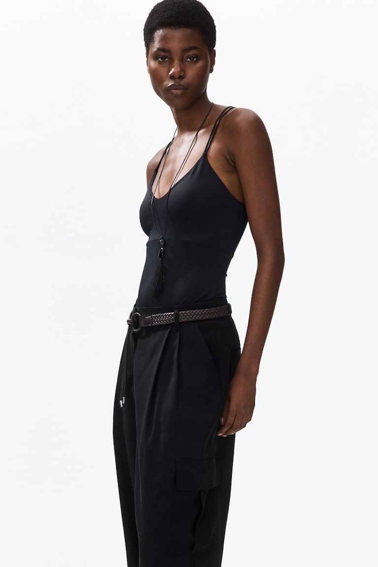 Belted Barrel-Leg Pants