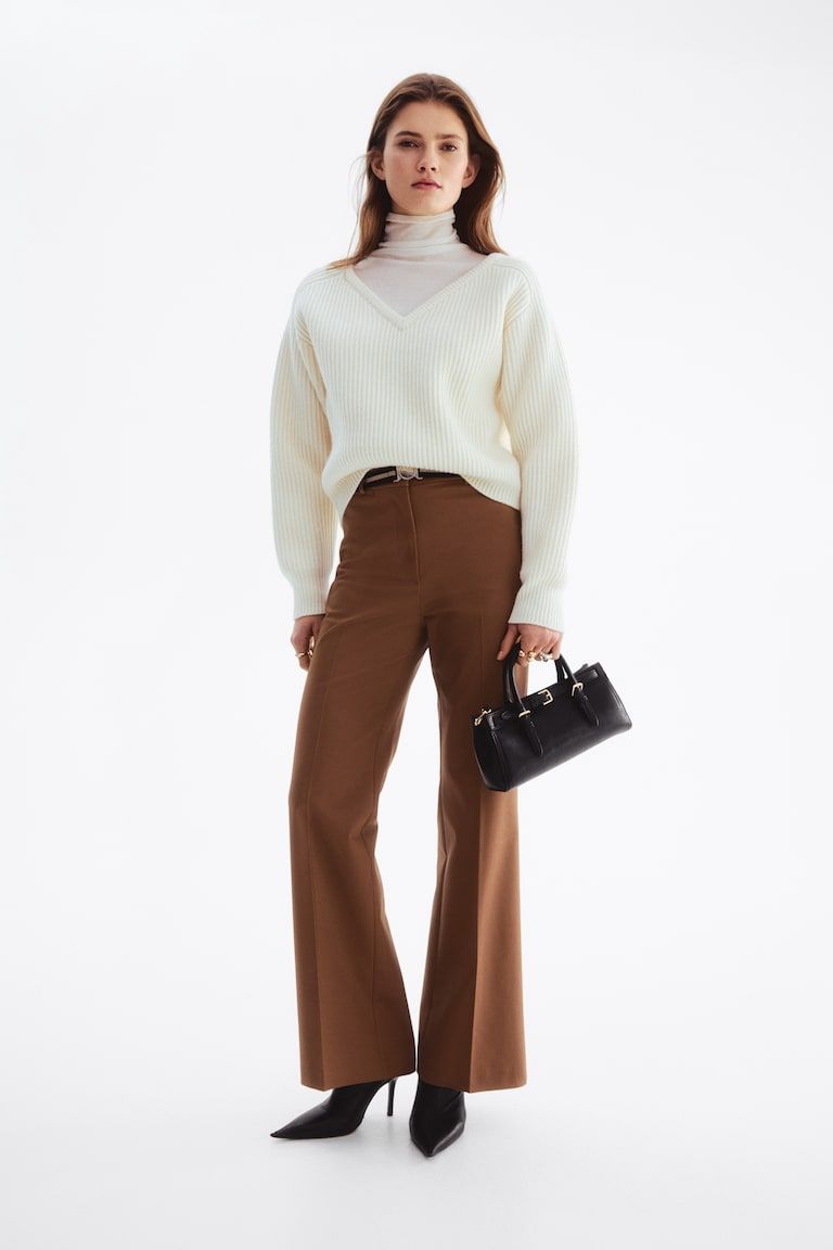 Belted Bootcut Pants
