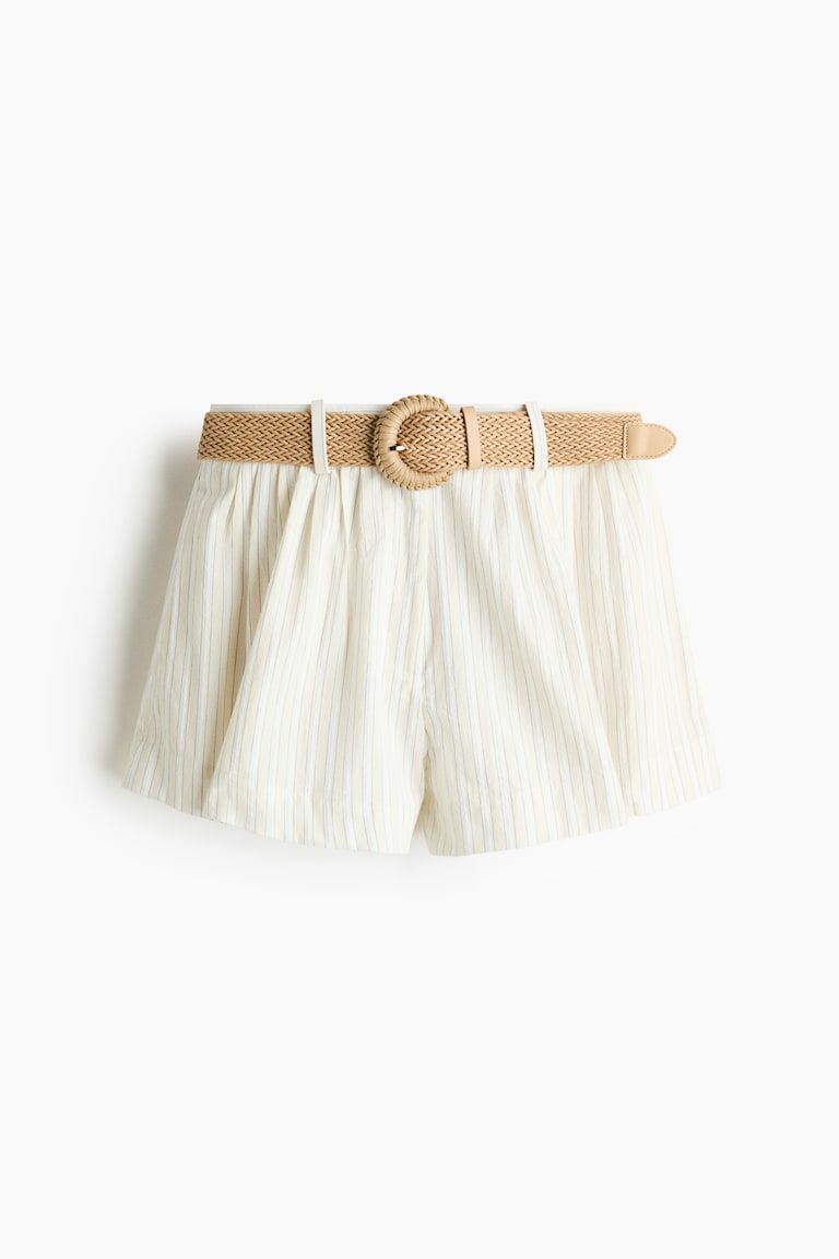 Belted Cotton Shorts