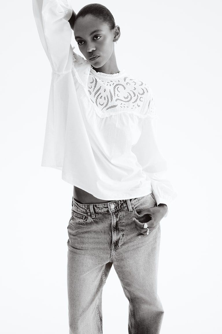 Blouse with Eyelet Embroidery