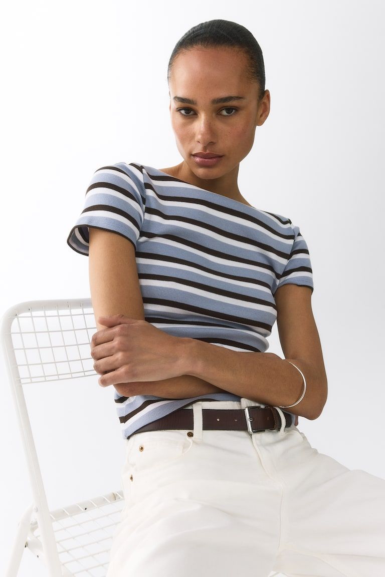 Boat-Neck Cotton Top
