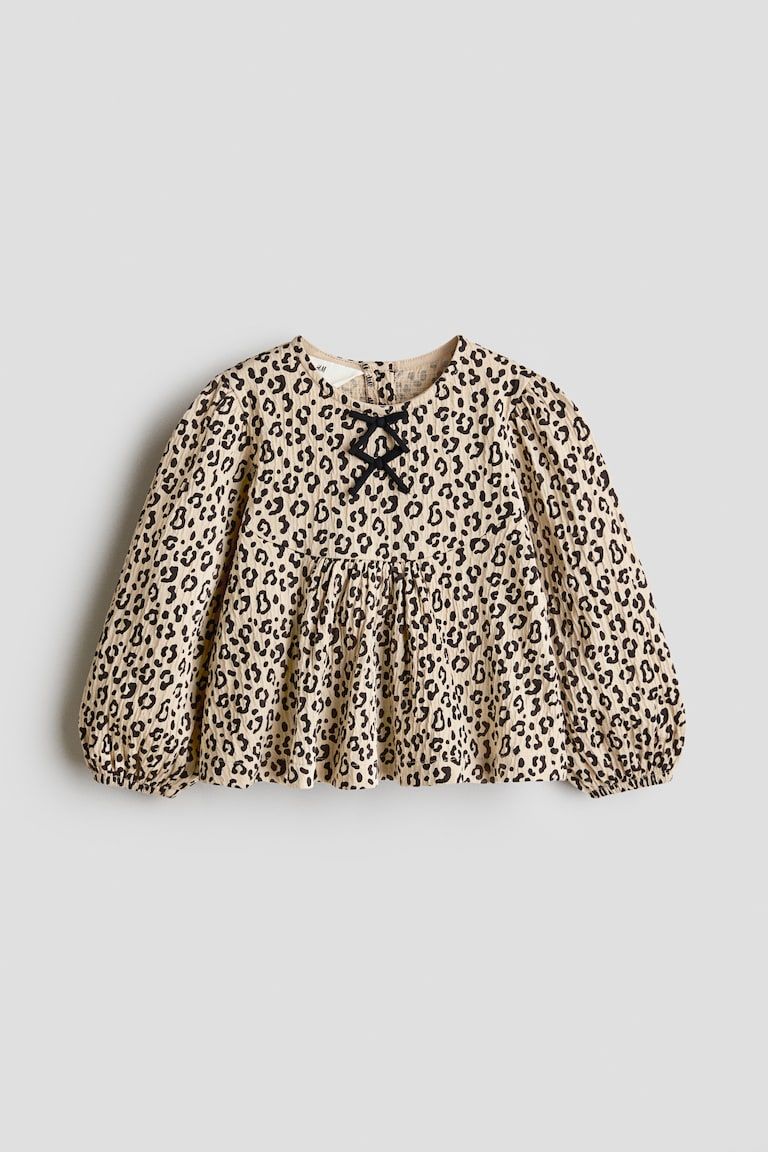 Bow-Detail Crinkled Blouse