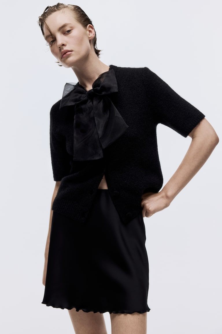Bow-Detail Knit Cardigan