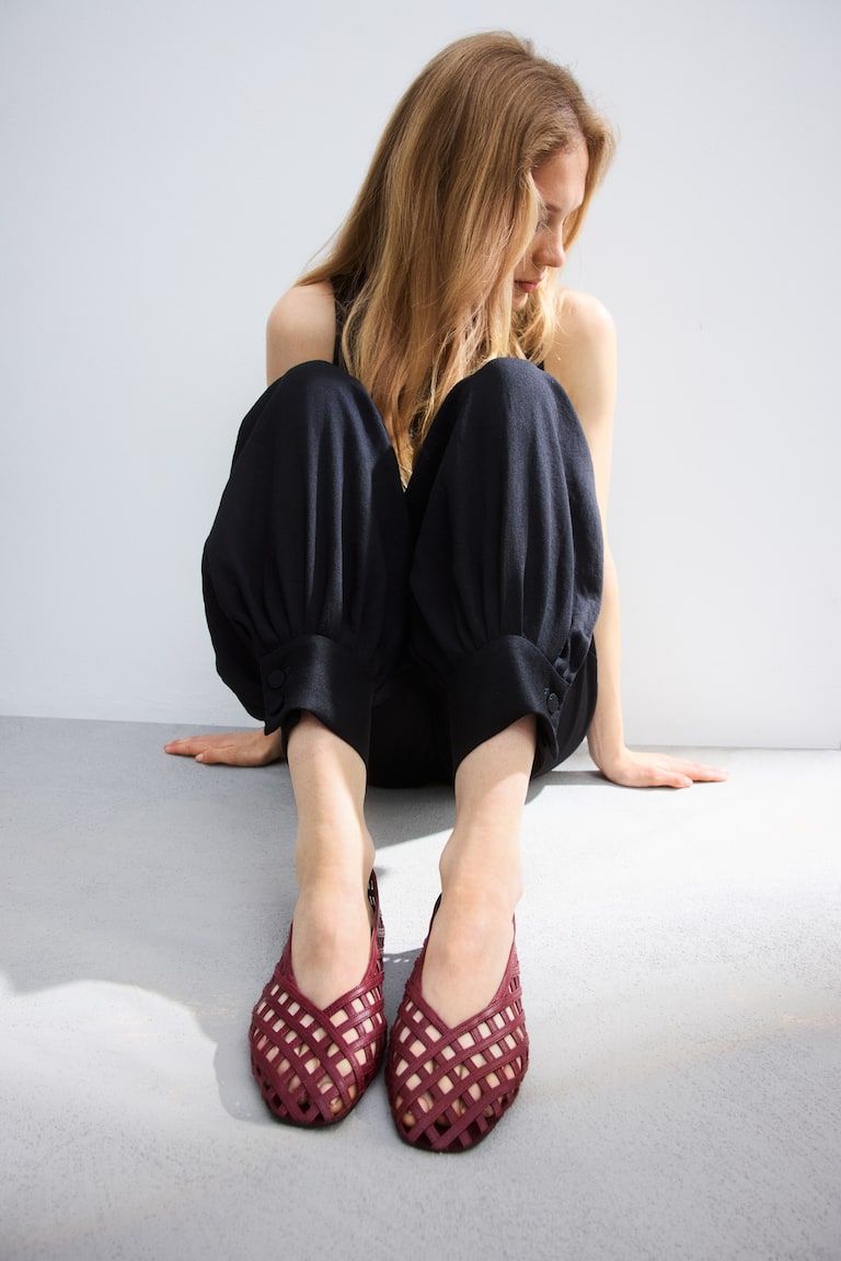 Braided-Look Leather Flats