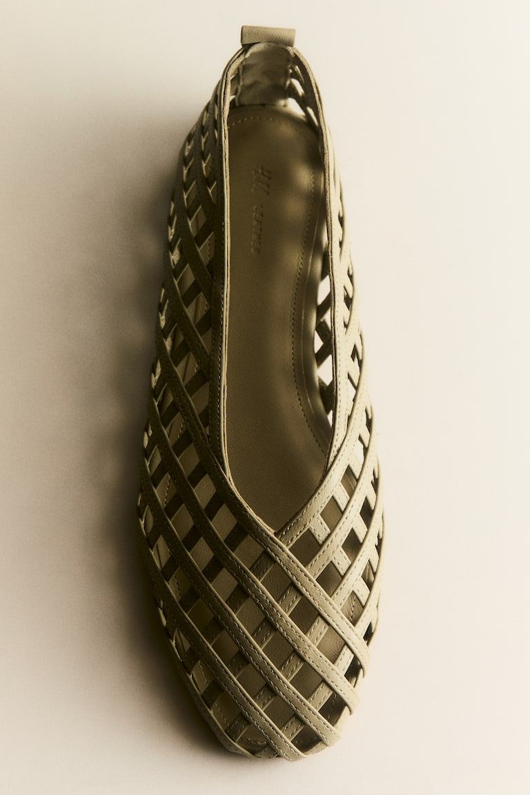 Braided-Look Leather Flats