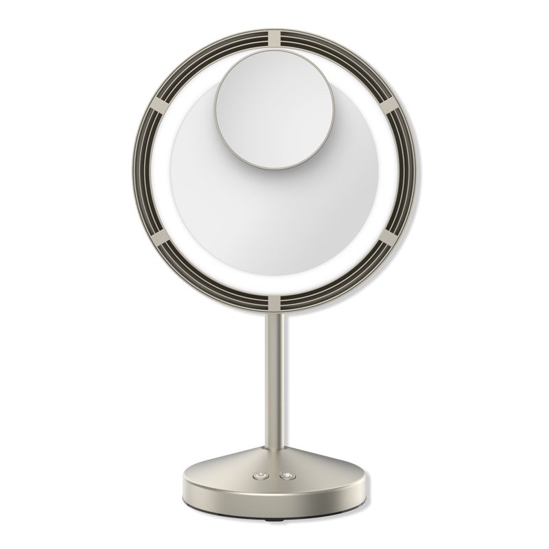 Brushed Satin Nickel Lighted Fan Mirror
