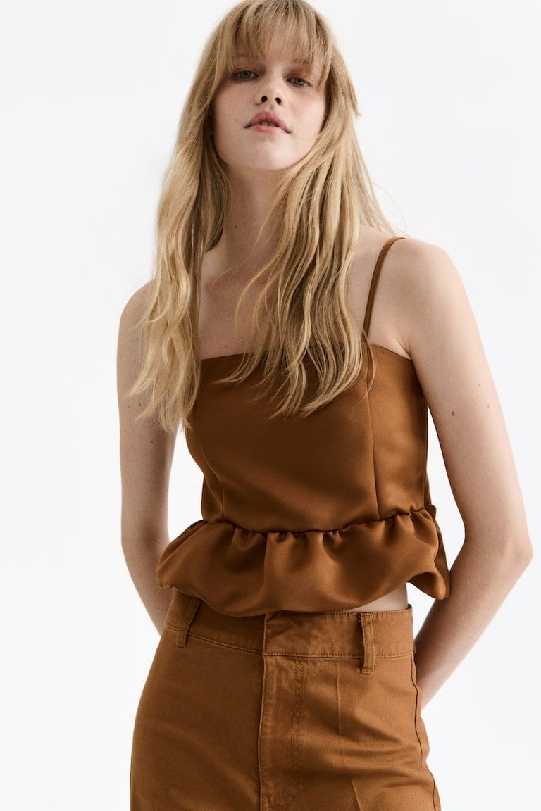 Bubble-Hem Strappy Top