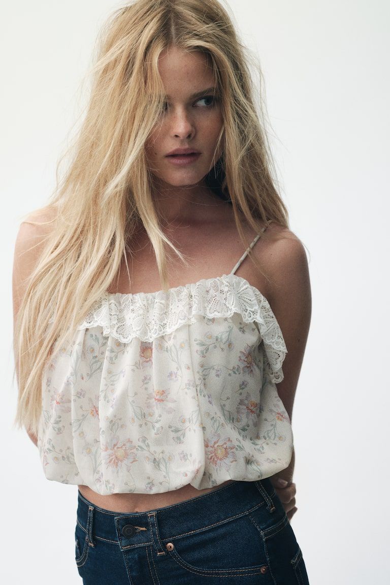 Bubble-Hem Strappy Top