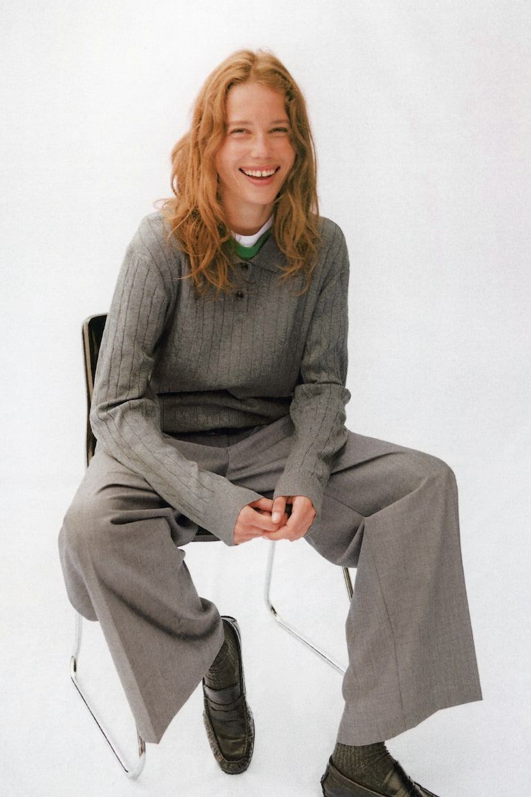 Cable-Knit Polo Shirt