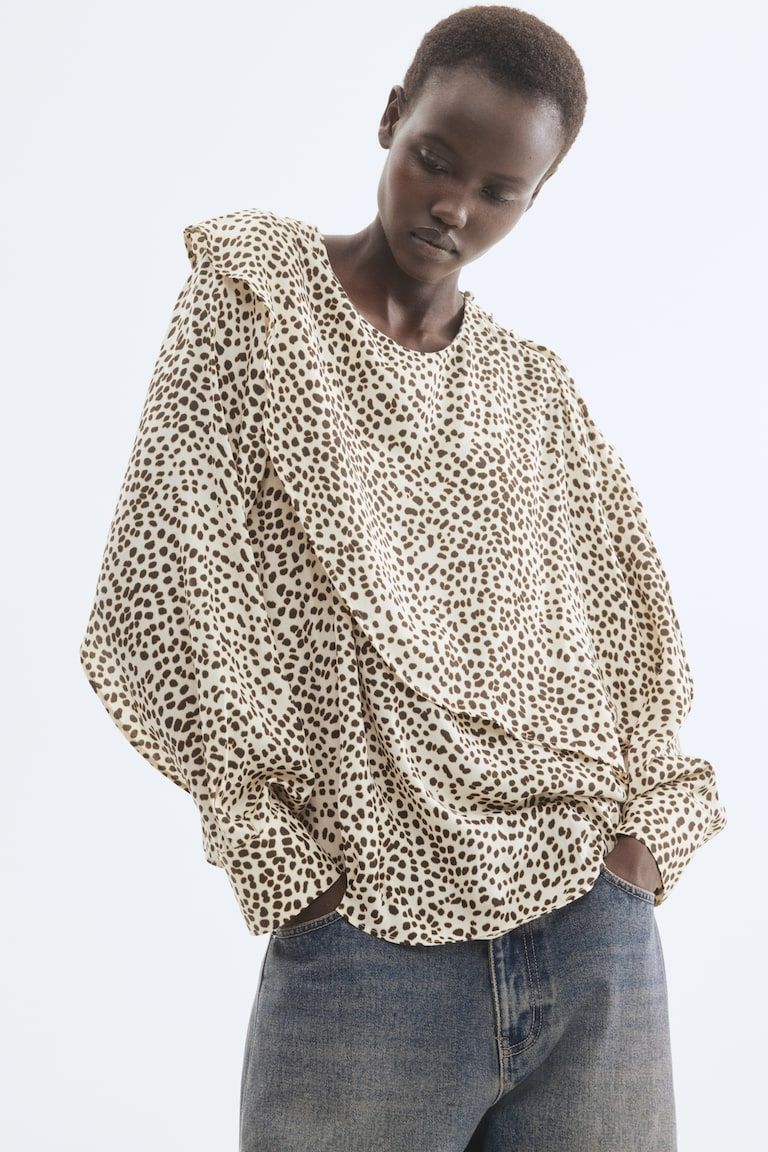 Cape-Detail Blouse
