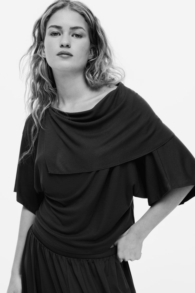 Cape-Detail Jersey Top