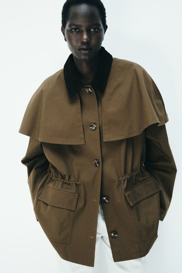 Cape-detail twill jacket