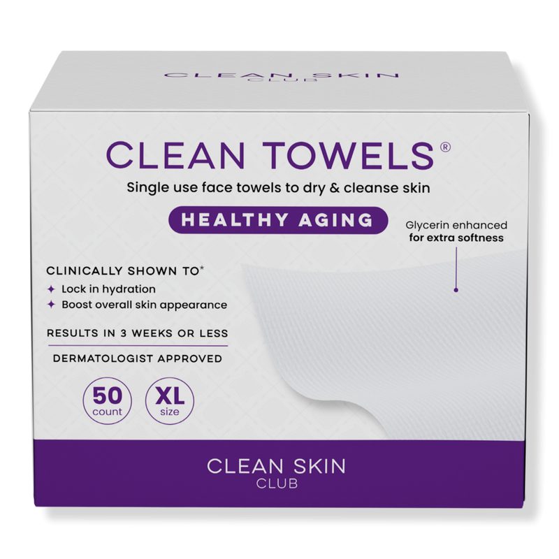Clean Towels Healthy Aging Disposable Face Towels - 50 ct