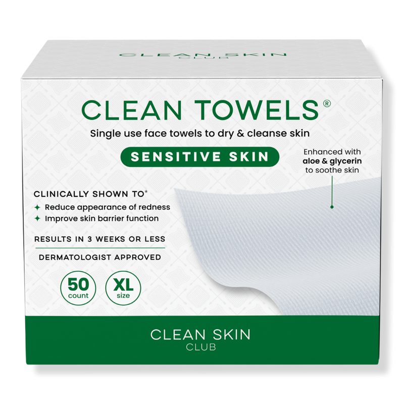 Clean Towels Sensitive Skin Disposable Face Towels - 50 ct