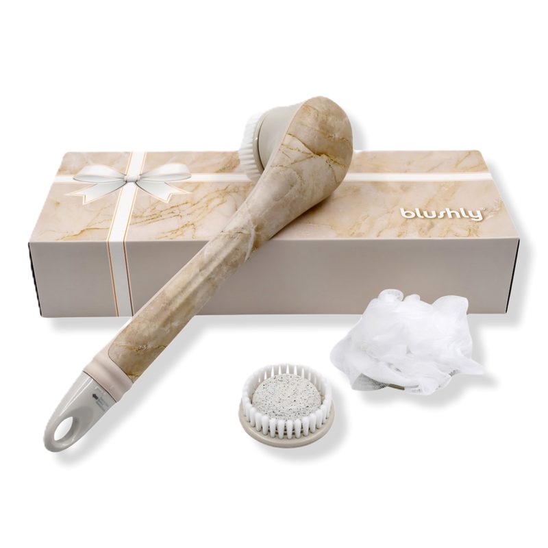 Cleansing & Exfoliating Body Brush with Heads-Marble Edition - Natural Marble