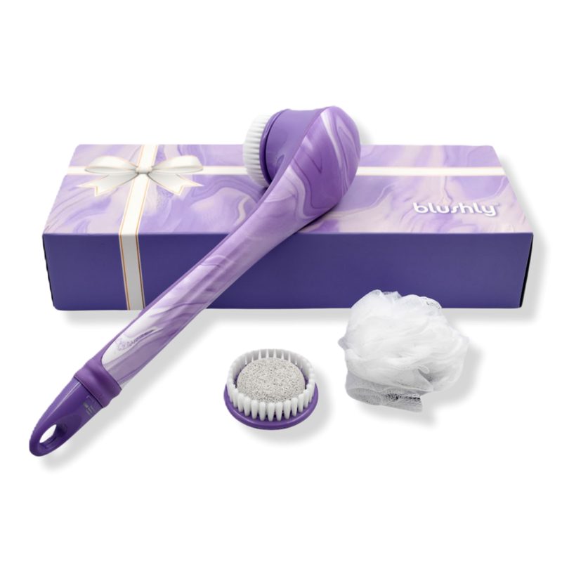 Cleansing & Exfoliating Body Brush with Heads-Marble Edition - Purple Marble